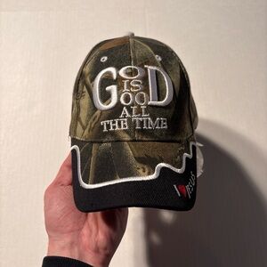 Vtg Realtree Camo God Is Good I Love Jesus Religious Y2K  Strapback Dad Hat